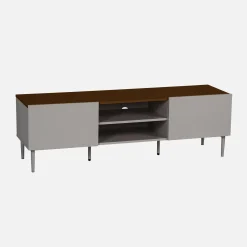 Mueble de TV de metal y decoración de madera 2 puertas, 140cm