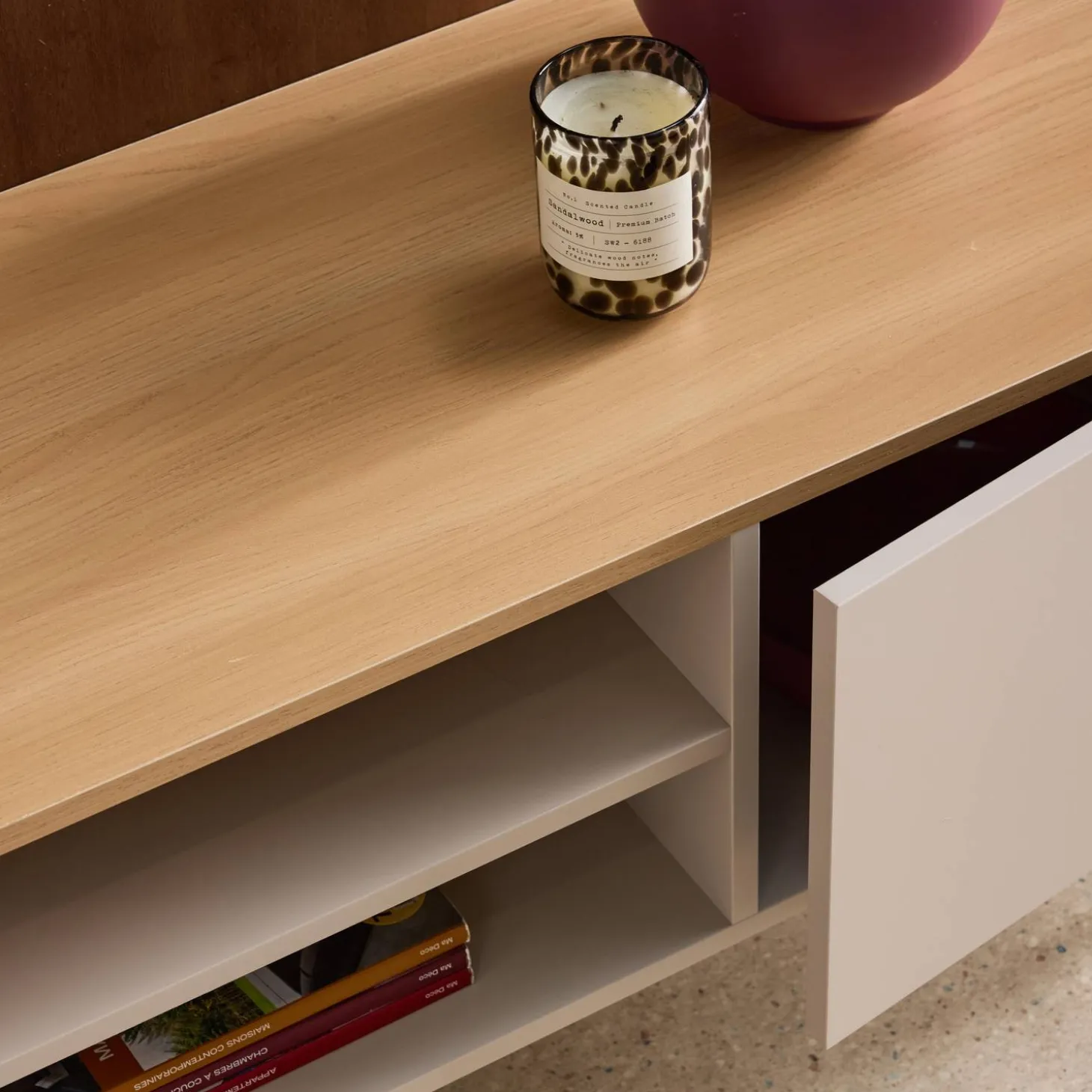Mueble de TV de metal y decoración de madera 2 puertas, 140cm