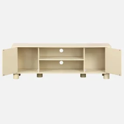 Mueble de TV efecto madera con 2 puertas reversibles, 155cm