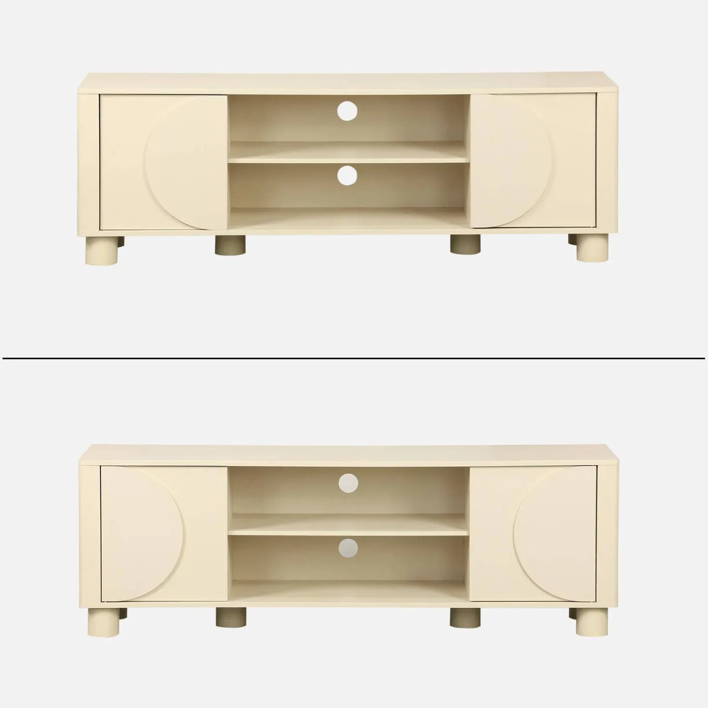 Mueble de TV efecto madera con 2 puertas reversibles, 155cm