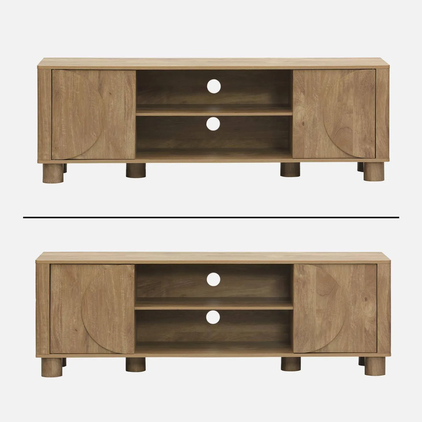 Mueble de TV efecto madera con 2 puertas reversibles, 155cm