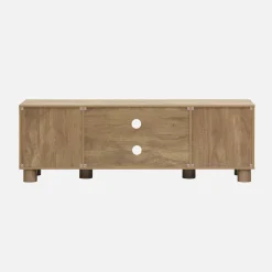 Mueble de TV efecto madera con 2 puertas reversibles, 155cm