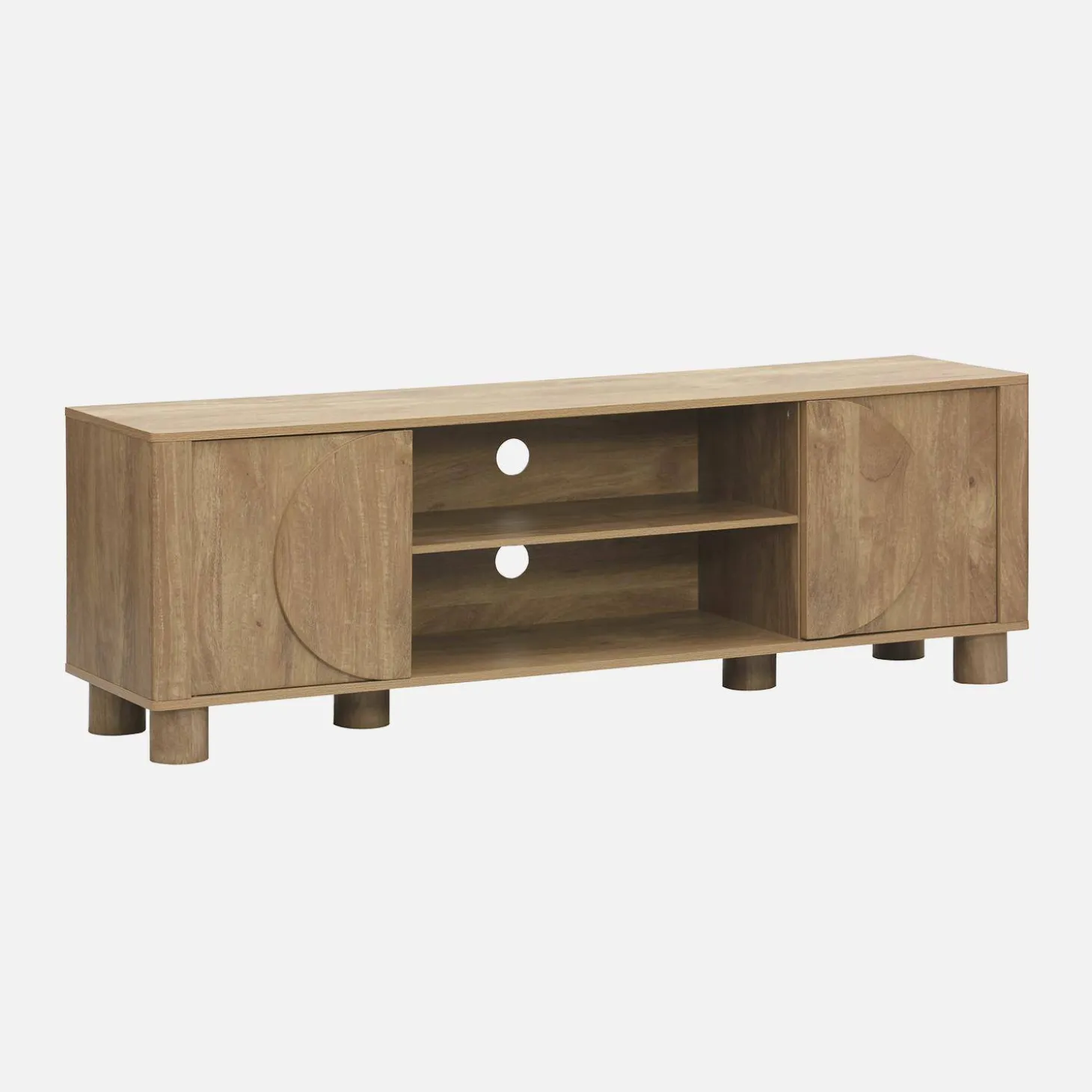 Mueble de TV efecto madera con 2 puertas reversibles, 155cm