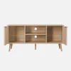 Mueble de TV en madera y caña redondeada, 120cm
