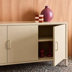 Mueble de TV industrial de metal con 3 puertas, 120cm
