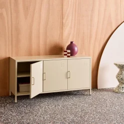 Mueble de TV industrial de metal con 3 puertas, 120cm