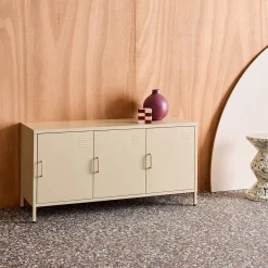 Mueble de TV industrial de metal con 3 puertas, 120cm