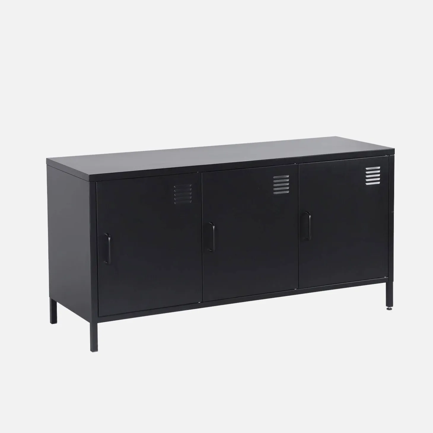 Mueble de TV industrial de metal con 3 puertas, 120cm