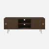 Mueble de TV vintage con decoración de madera y acero inoxidable, 2 puertas, 140cm