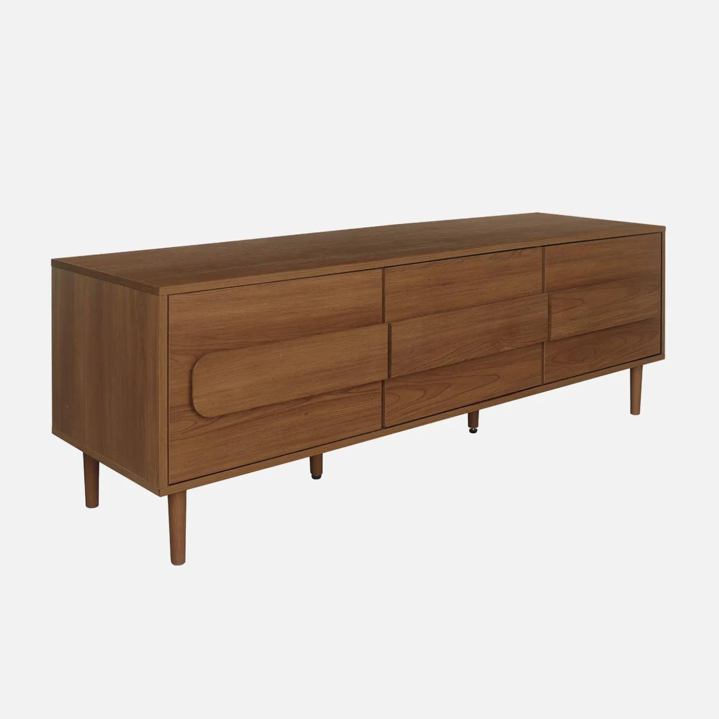 Mueble de TV vintage con efecto madera y 3 puertas, 150cm