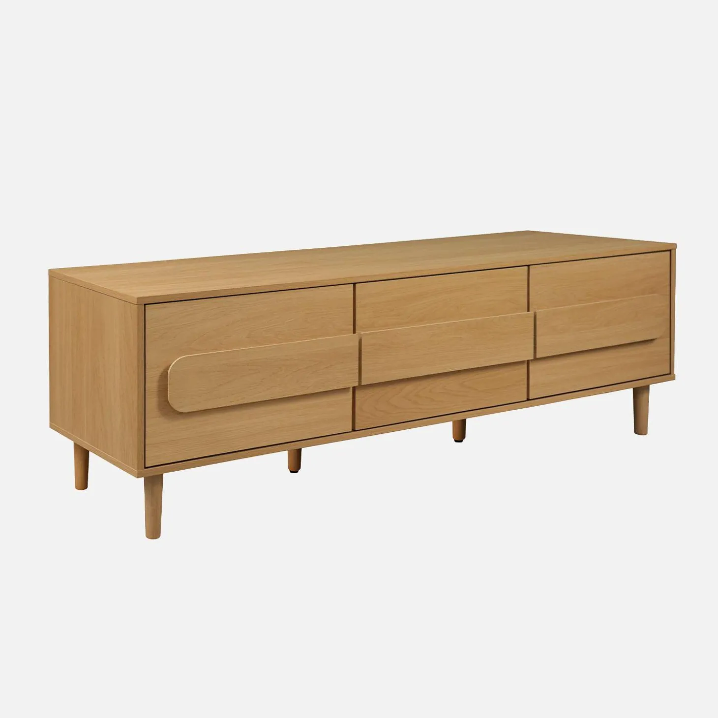 Mueble de TV vintage con efecto madera y 3 puertas, 150cm