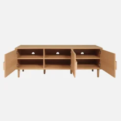 Mueble de TV vintage con efecto madera y 3 puertas, 150cm