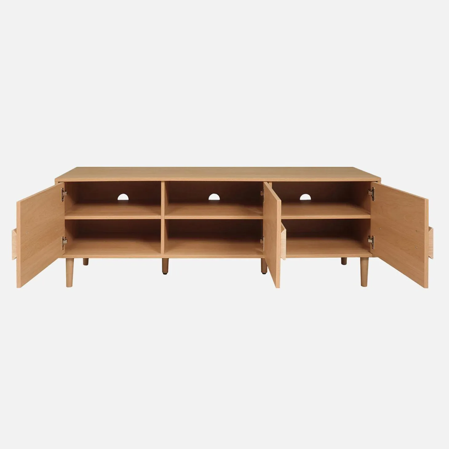 Mueble de TV vintage con efecto madera y 3 puertas, 150cm