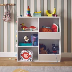 Mueble para niños, 3 estantes y 2 espacios de almacenamiento