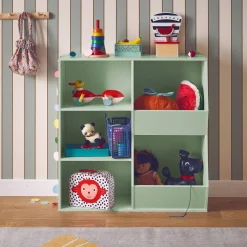 Mueble para niños, 3 estantes y 2 espacios de almacenamiento