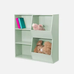 Mueble para niños, 3 estantes y 2 espacios de almacenamiento