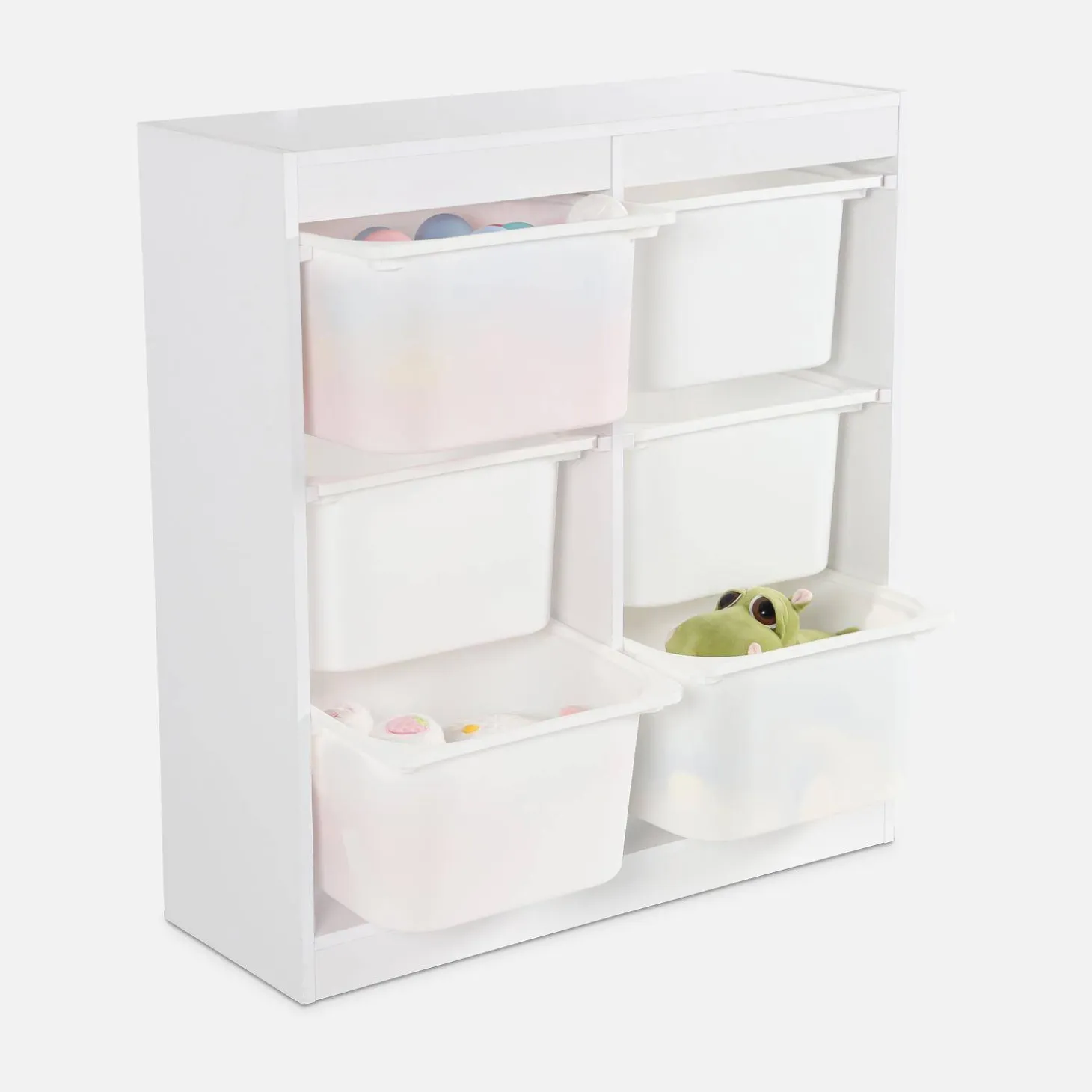 Mueble para niños con 6 cubos de almacenaje