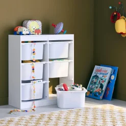 Mueble para niños con 6 cubos de almacenaje