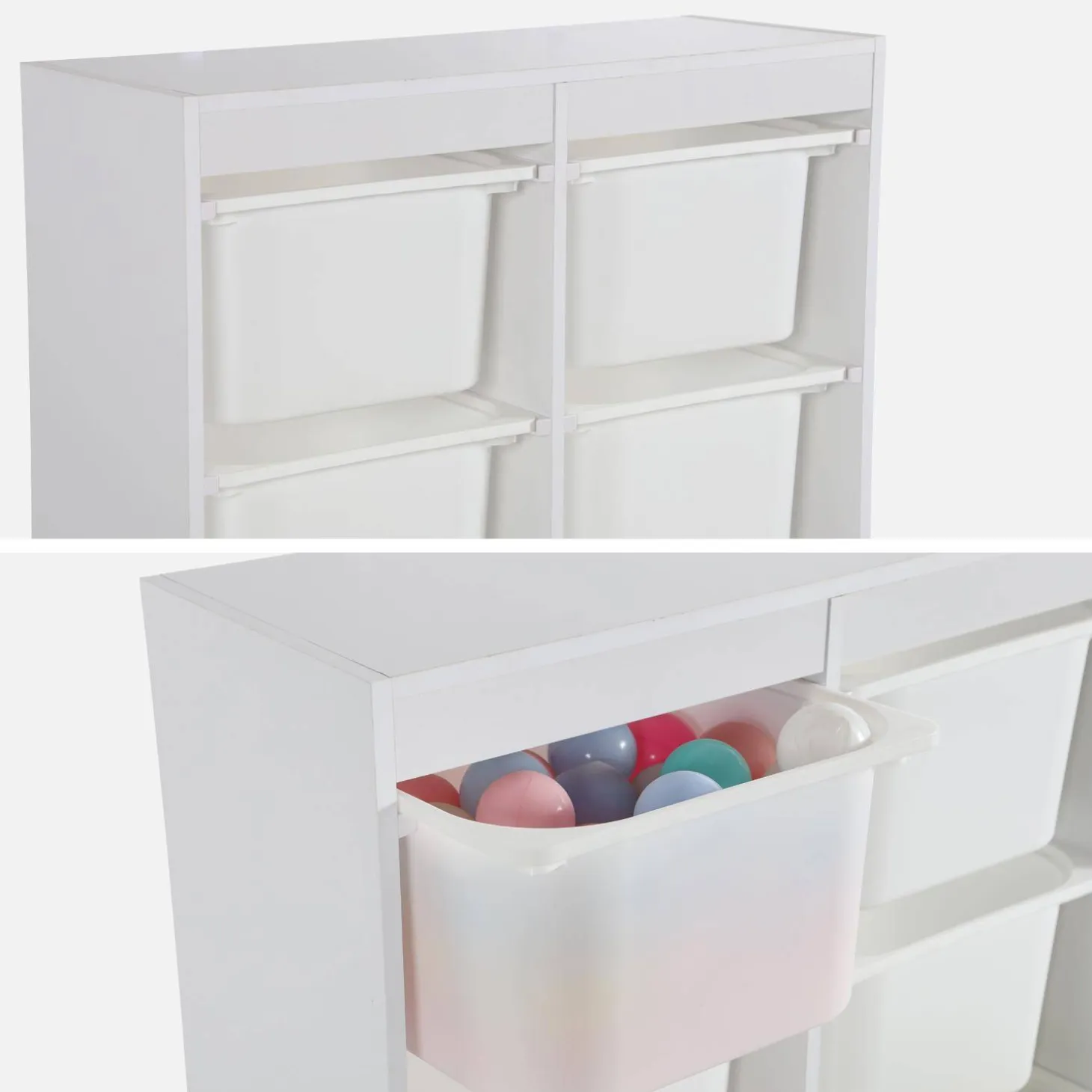Mueble para niños con 6 cubos de almacenaje