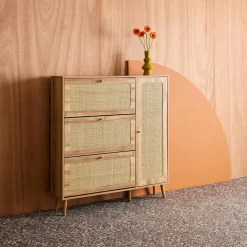 Mueble para zapatos de caña con 3 cajones