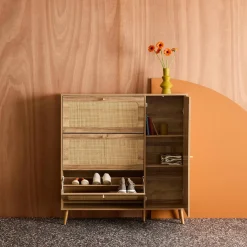 Mueble para zapatos de caña con 3 cajones
