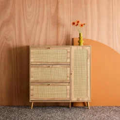 Mueble para zapatos de caña con 3 cajones