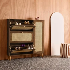 Mueble para zapatos de caña con 3 cajones