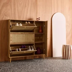 Mueble para zapatos de caña con 3 cajones