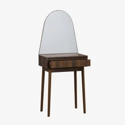 Mueble tocador de madera espejo redondo, 60cm