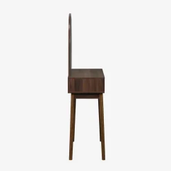Mueble tocador de madera espejo redondo, 90cm