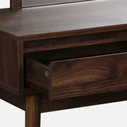 Mueble tocador de madera espejo redondo, 90cm