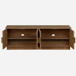 Mueble TV 4 puertas efecto madera de mango exótico, 140cm