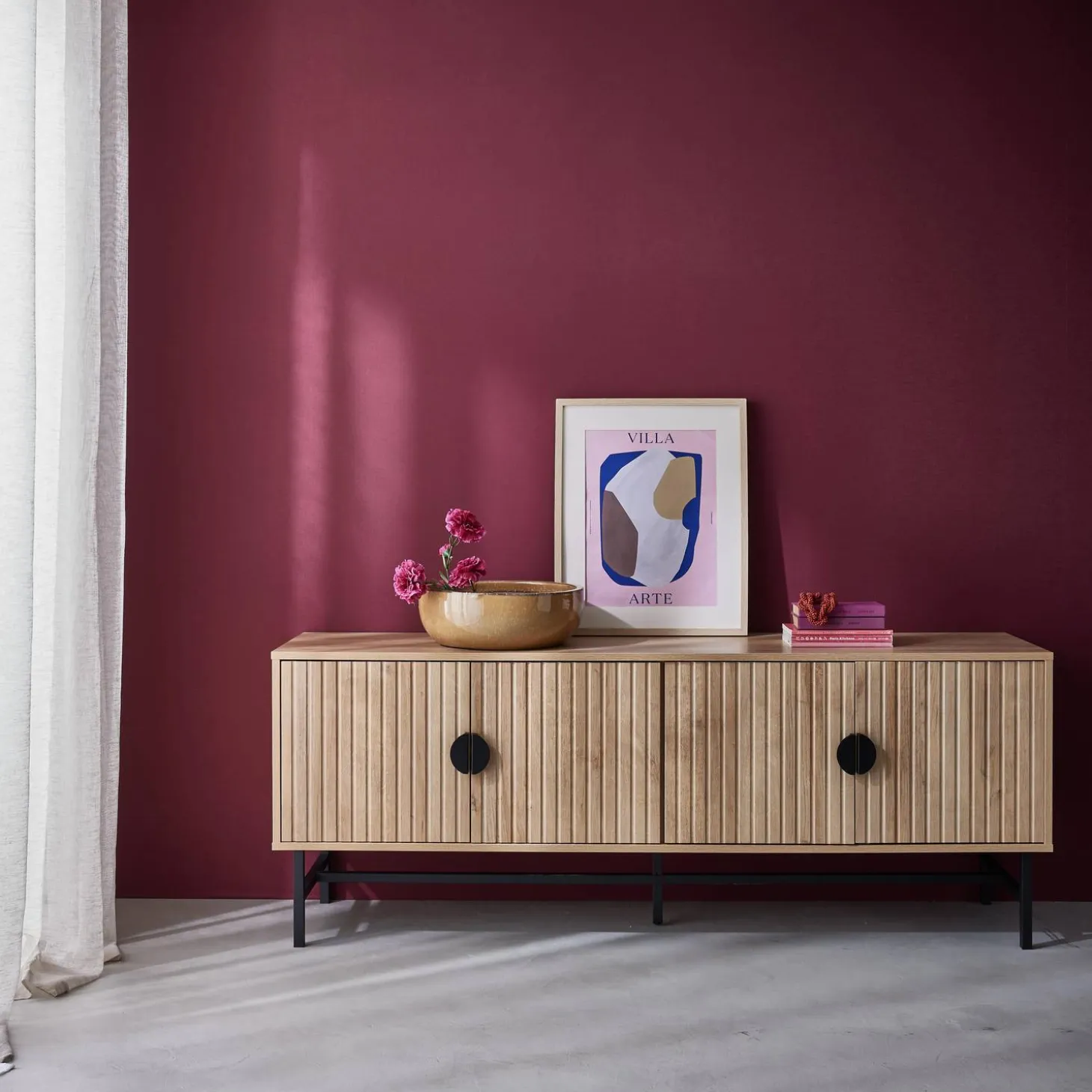 Mueble TV con efecto madera, 160cm