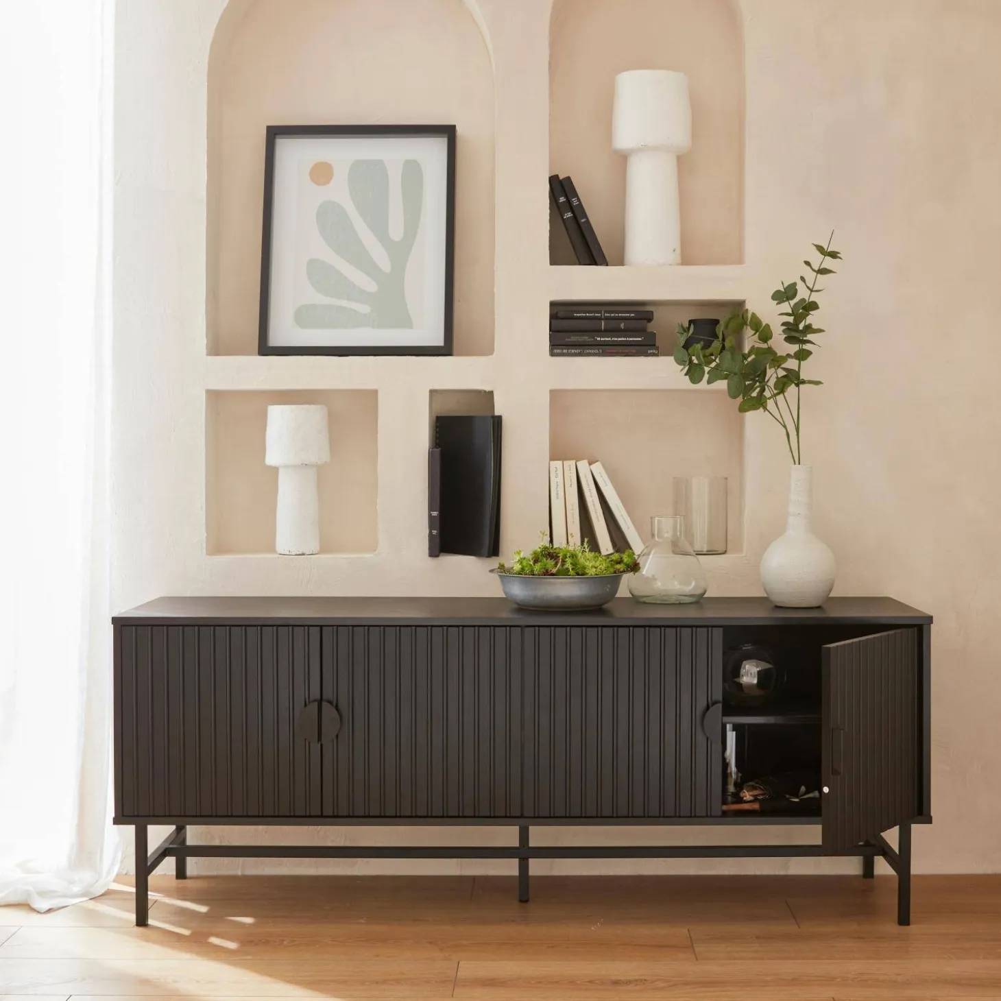 Mueble TV con efecto madera, 160cm