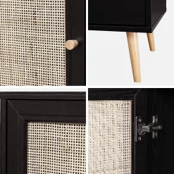 Mueble TV de caña trenzada, 120cm