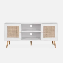Mueble TV de caña trenzada, 120cm