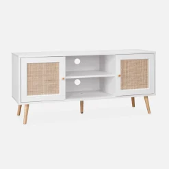 Mueble TV de caña trenzada, 120cm