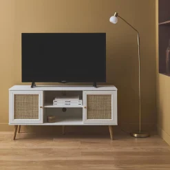 Mueble TV de caña trenzada, 120cm