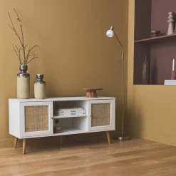 Mueble TV de caña trenzada, 120cm