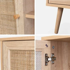 Mueble TV de caña trenzada, 120cm