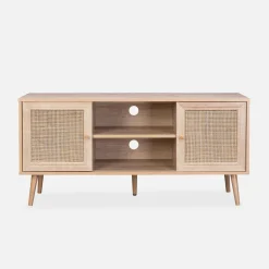 Mueble TV de caña trenzada, 120cm