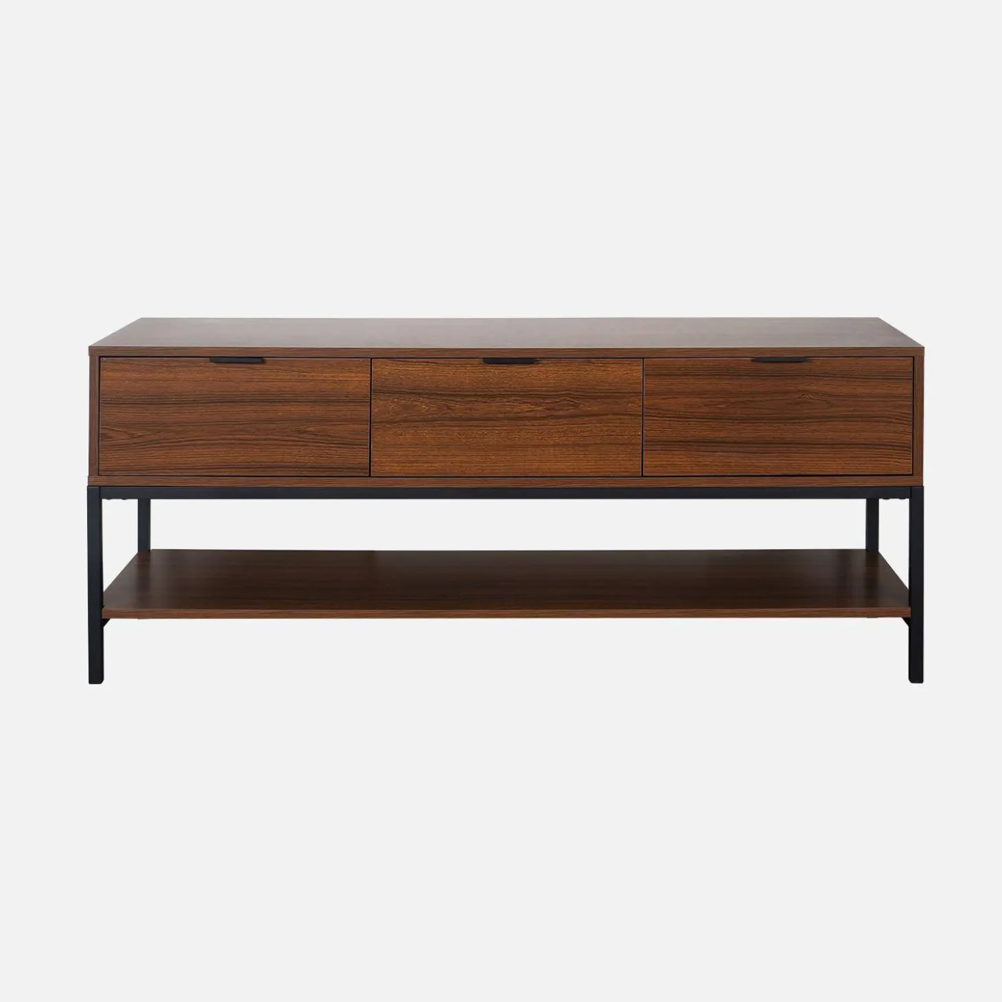 Mueble TV de nogal con 3 cajones, 130cm