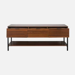 Mueble TV de nogal con 3 cajones, 130cm