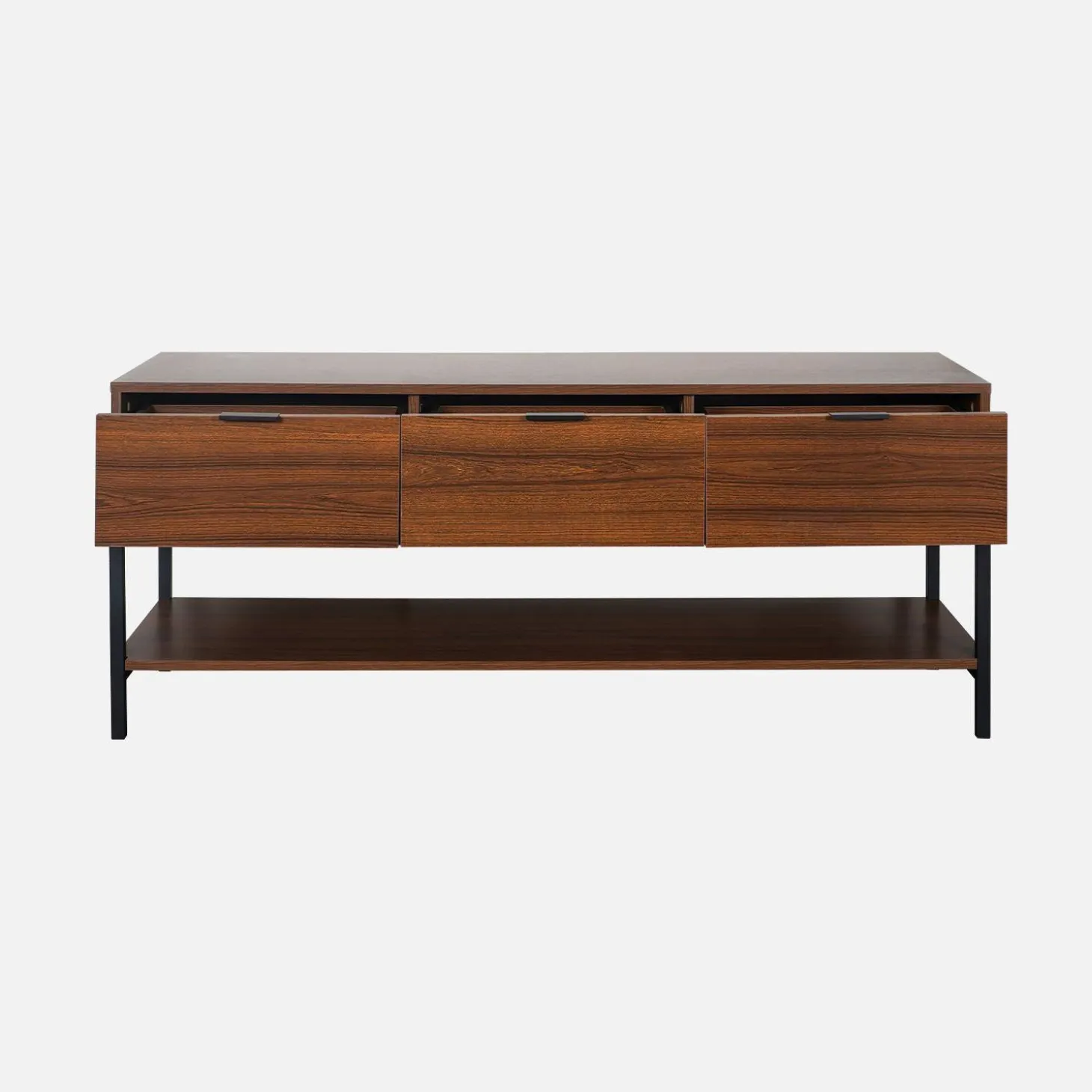 Mueble TV de nogal con 3 cajones, 130cm
