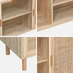 Mueble TV efecto caña y madera 120cm