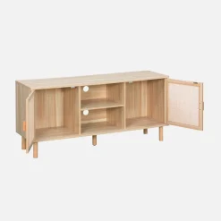 Mueble TV efecto caña y madera 120cm