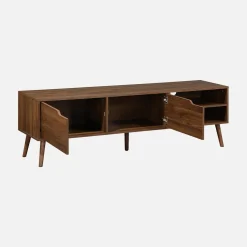 Mueble TV en acabado estilo nogal con 2 puertas, 160cm