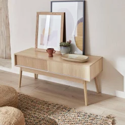 Mueble TV escandinavo efecto madera, 115cm