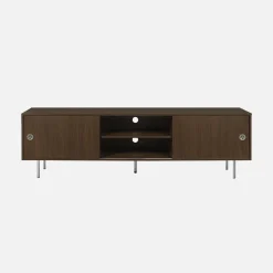 Mueble TV vintage con decoración en madera y acero inoxidable, 2 puertas, 180cm