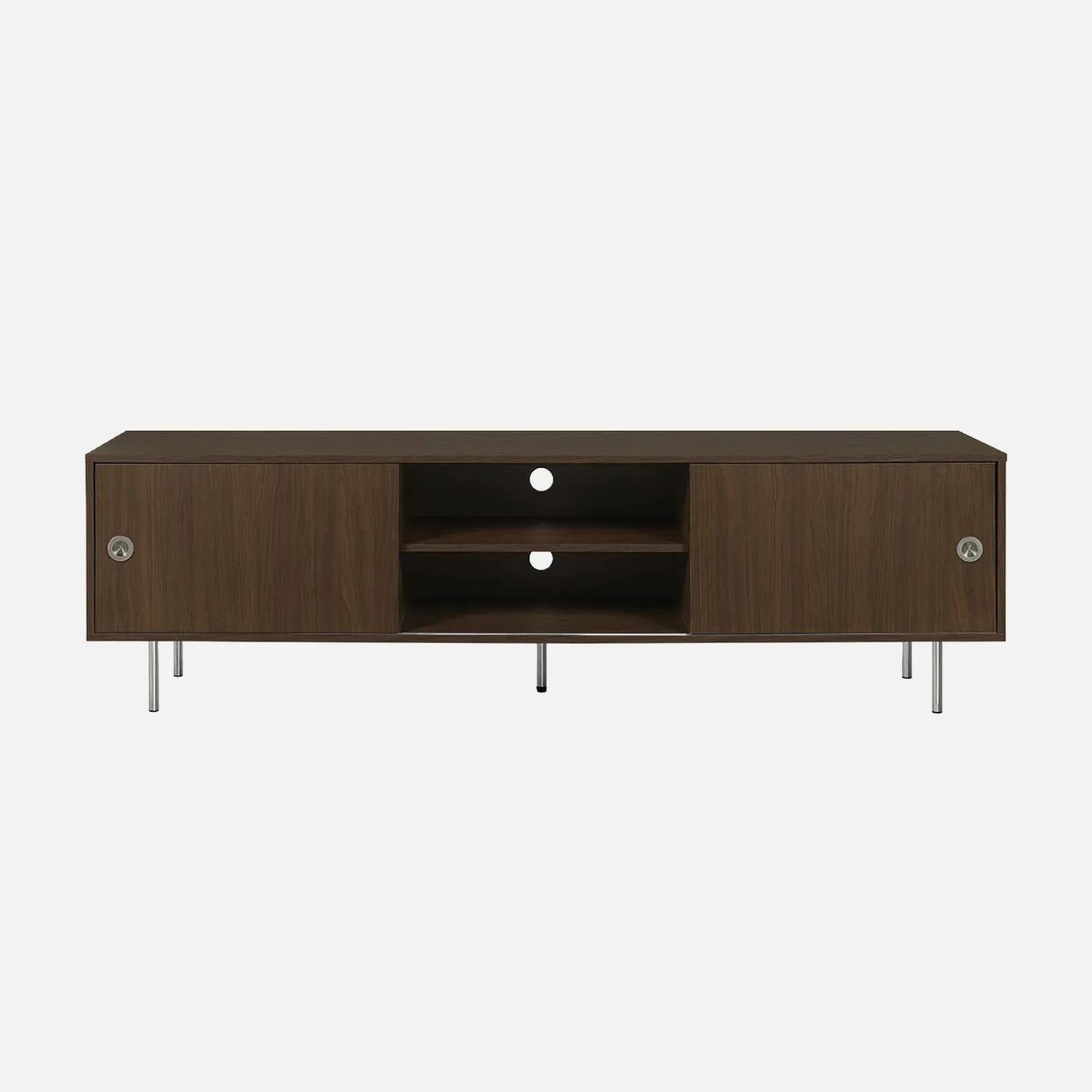 Mueble TV vintage con decoración en madera y acero inoxidable, 2 puertas, 180cm